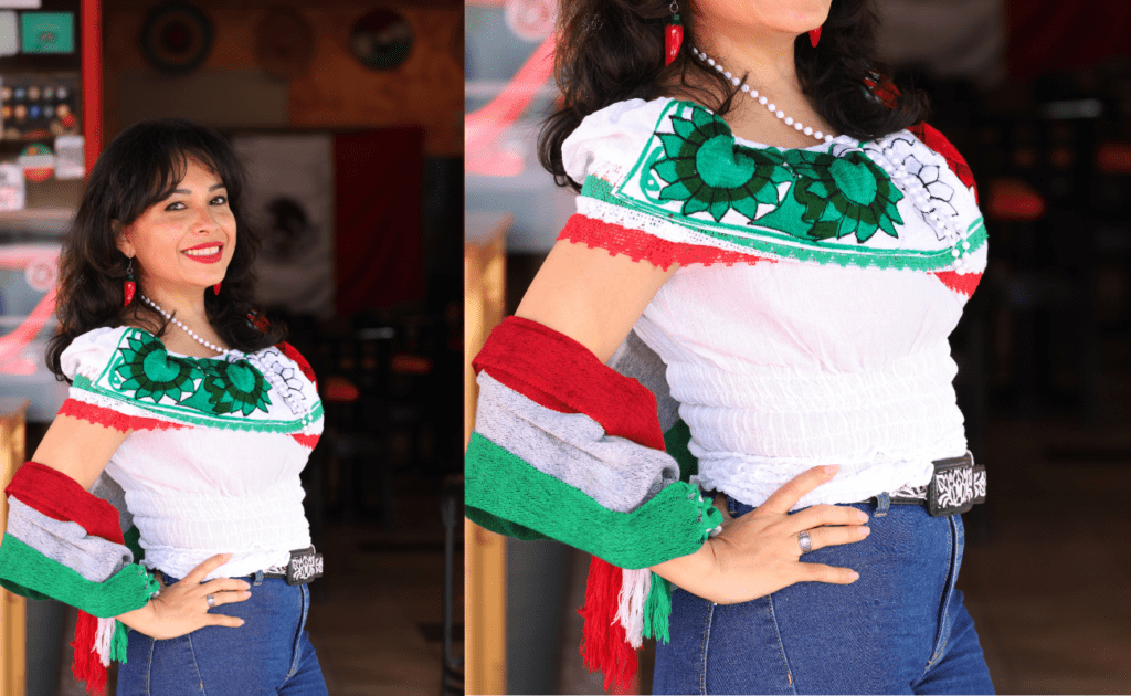 outfit con estilo mexicano y rebozo